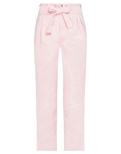 SANDRO Denim pants Pink 76% Cotton, 23% Linen, 1% Elastane