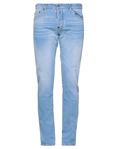 DSQUARED2 Denim trousers Blue 99% Cotton, 1% Elastane, Cow leather