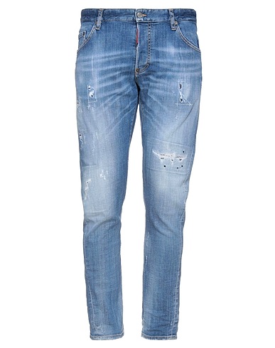 DSQUARED2 Denim pants Blue 98% Cotton, 2% Elastane, Cow leather