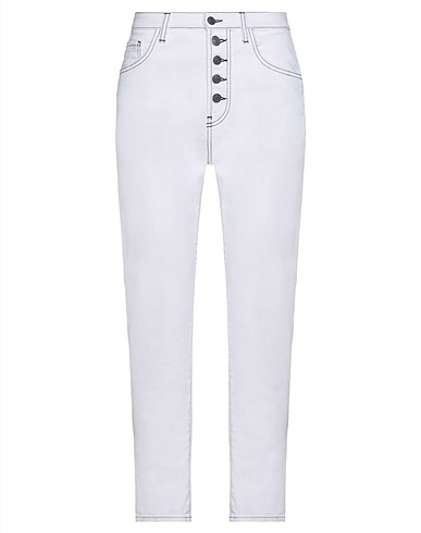 PINKO UNIQUENESS Denim trousers White 98% Cotton, 2% Elastane