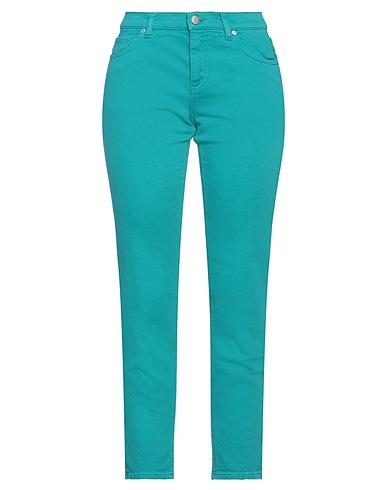 P.A.R.O.S.H. Denim trousers Emerald green 98% Cotton, 2% Elastane