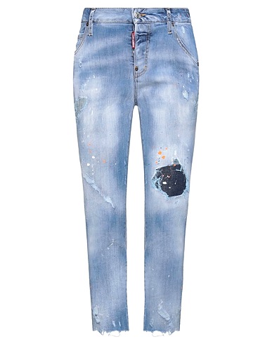 DSQUARED2 Denim pants Blue 92% Cotton, 6% Elastomultiester, 2% Elastane, Cow leather, Polyester