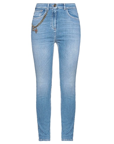 ELISABETTA FRANCHI Denim trousers Blue 97% Cotton, 3% Elastane