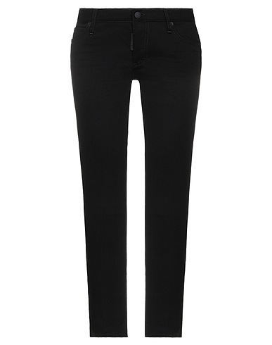 DSQUARED2 Denim pants Black 98% Cotton, 2% Elastane, Bovine leather, Polyester, Latex
