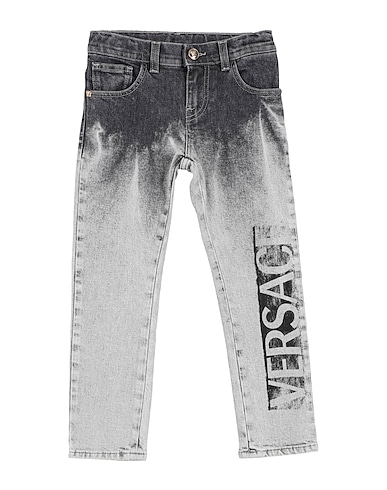 VERSACE YOUNG Denim pants Black 99% Cotton, 1% Elastane