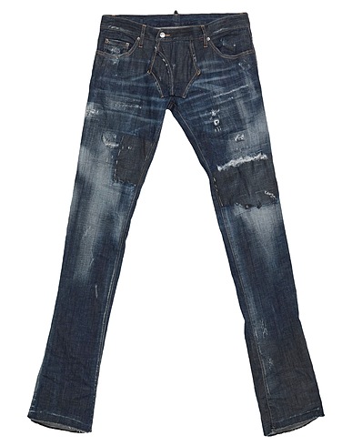 DSQUARED2 Denim trousers Blue 98% Cotton, 2% Elastane, Cow leather, Polyester, Latex