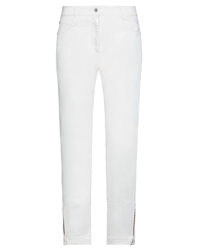 CEDRIC CHARLIER Denim trousers White 100% Cotton, Other Fibres