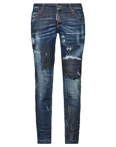 DSQUARED2 Denim trousers Blue 98% Cotton, 2% Elastane, Bovine leather, Polyester, Latex