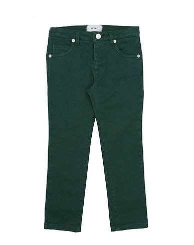 VICOLO Denim trousers Dark green 97% Cotton, 3% Elastane