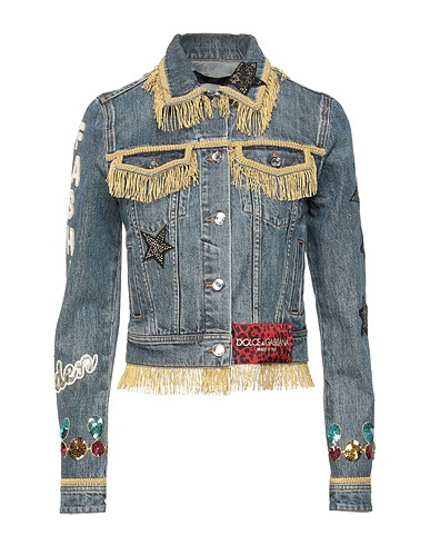 DOLCE&GABBANA Denim jacket Blue 100% Cotton, Polyester, Glass