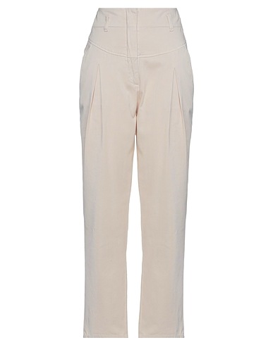 ALBERTA FERRETTI Denim trousers Ivory 97% Cotton, 3% Elastane