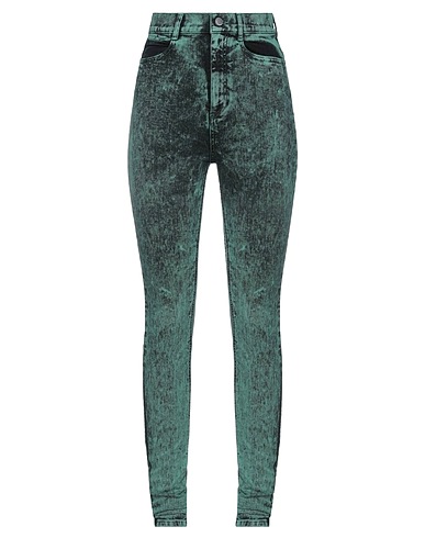 REDValentino Denim trousers Green 99% Cotton, 1% Elastane
