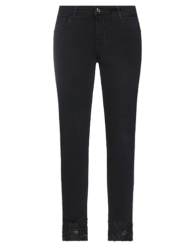 LIU •JO Denim trousers Black 99% Cotton, 1% Elastane
