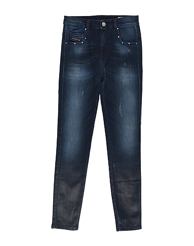 DIESEL Denim pants Blue 89% Cotton, 7% Polyester, 4% Elastane, Bovine leather