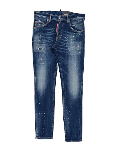 DSQUARED2 Denim pants Blue 98% Cotton, 2% Elastane, Cow leather