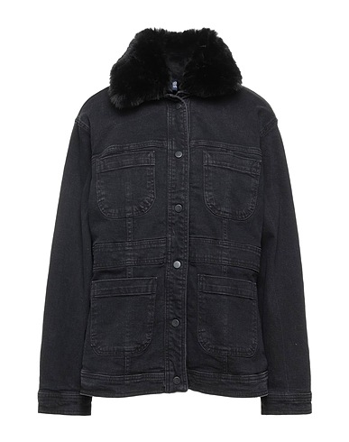 LIU •JO Denim jacket Black 99% Cotton, 1% Elastane, Polyester