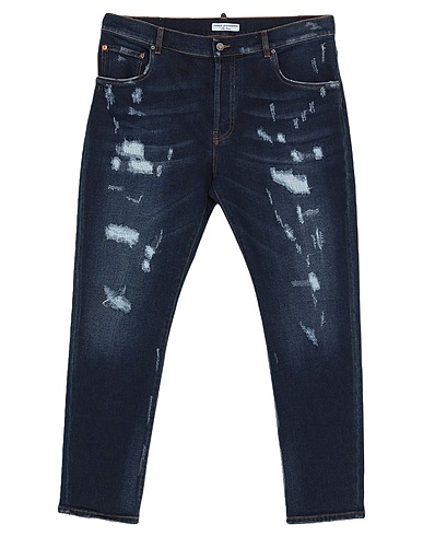 DANIELE ALESSANDRINI Denim trousers Blue 99% Cotton, 1% Elastane