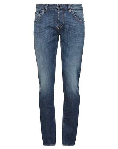 MOORER Denim trousers Blue 98% Cotton, 2% Elastane