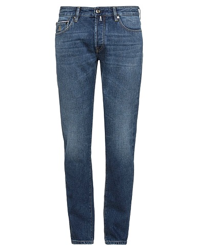 MOORER Denim trousers Blue 95% Cotton, 5% Elastane