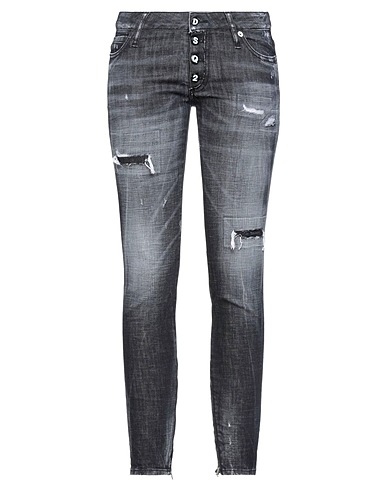 DSQUARED2 Denim trousers Black 98% Cotton, 2% Elastane, Bovine leather