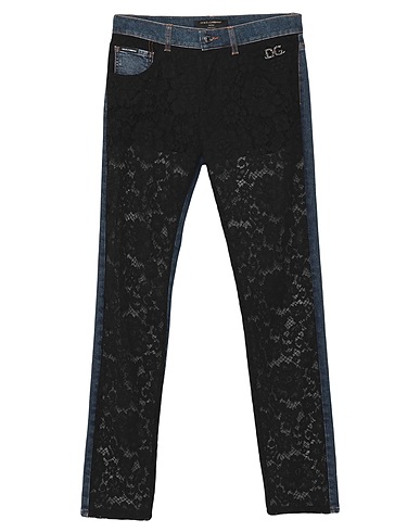 DOLCE&GABBANA Denim trousers Blue 80% Cotton, 20% Rayon, Nylon, Brass, Calfskin