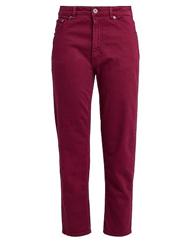 OTTOD'AME Denim trousers Burgundy 99% Cotton, 1% Elastane