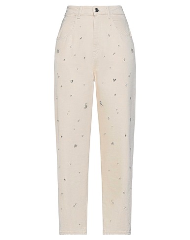 SEMICOUTURE Denim trousers Ivory 100% Cotton