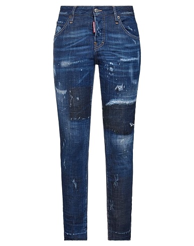 DSQUARED2 Denim trousers Blue 98% Cotton, 2% Elastane, Cow leather, Polyester, Latex