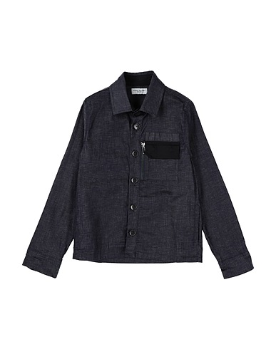 PAOLO PECORA Camicia di jeans Blu 80% Cotone, 10% Lino, 8% Altre Fibre, 2% Elastan