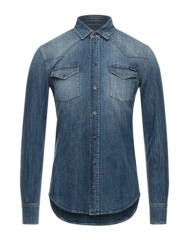 DOLCE&GABBANA Denim shirt Blue 98% Cotton, 2% Elastane