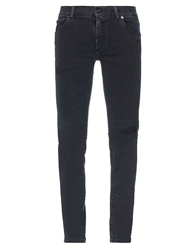 DOLCE&GABBANA Denim trousers Black 90% Cotton, 6% Terylene, 4% Elastane, Calfskin, Zamak