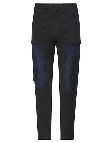 DIESEL Denim pants Midnight blue 97% Cotton, 3% Elastane, Cow leather