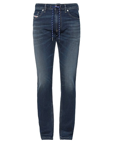 DIESEL Denim trousers Blue 90% Cotton, 8% Polyester, 2% Elastane, Cow leather