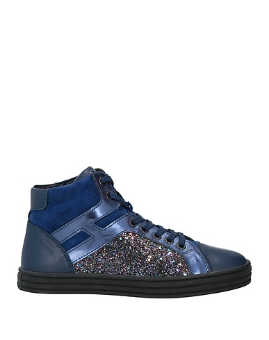 HOGAN REBEL Sneakers Blue Leather, Textile fibres