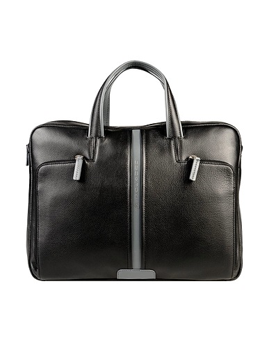 PIQUADRO Handbag Black Cow leather, Nylon, Polyester, Metal