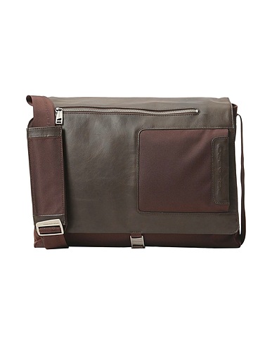 PIQUADRO Bolso de mano Café Piel, PES - Polietersulfona, Poliamida