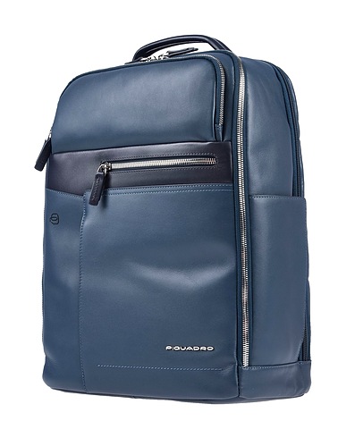 PIQUADRO Backpacks Midnight blue Bovine leather, Nylon