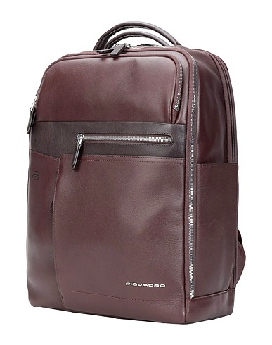PIQUADRO Backpacks Dark brown Bovine leather, Nylon