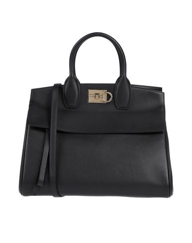 Ferragamo Medium Studio Leather Top Handle Bag In Black