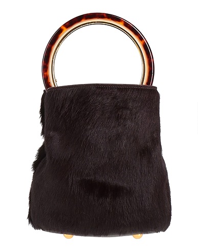 MARNI Handtasche Dunkelbraun 30% Kalbfell, 25% Schurwolle, 15% Messing, 15% Harz, 15% Rindsleder