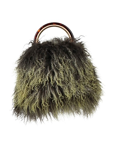 MARNI Handbag Military green 45% Lamb Shearling, 15% Brass, 15% Calfskin, 15% PMMA (Polymethyl methacrylate), 10% Ovine leather