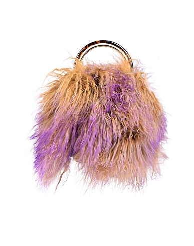 MARNI Handbag Camel 45% Lamb Shearling, 15% Brass, 15% Calfskin, 15% PMMA (Polymethyl methacrylate), 10% Ovine leather