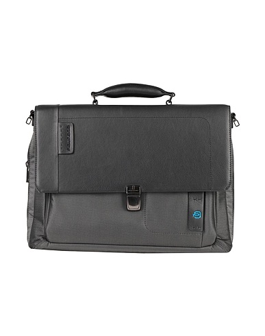PIQUADRO Handbag Black Cow leather, Polyester, Cotton