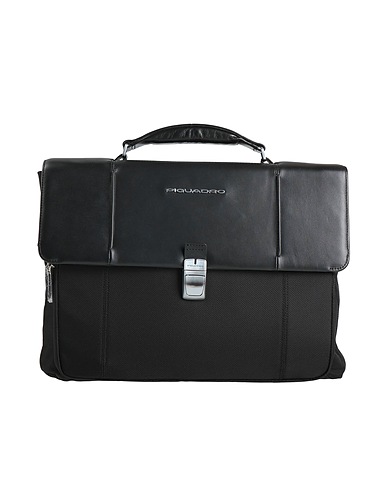 PIQUADRO Τσάντα γραφείου Μαύρο Δέρμα, Ίνες υφασμάτων