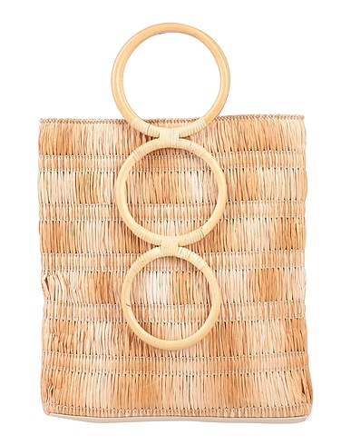CAROLINA SANTO DOMINGO Handbag Beige Natural raffia, Cow leather