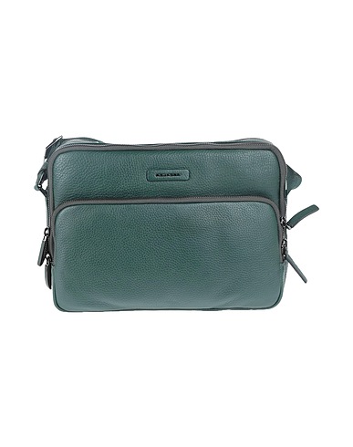 PIQUADRO Handbag Green Soft Leather, Metal