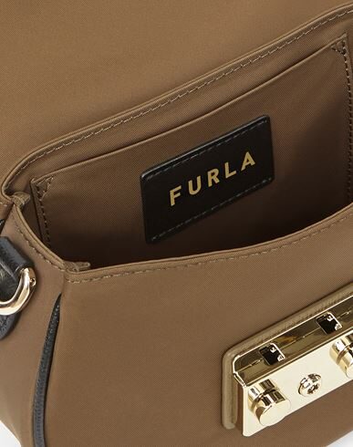 FURLA FURLA METROPOLIS MINI CROSSBODY ROUN WOMAN CROSS-BODY BAG KHAKI SIZE - POLYAMIDE, SOFT LEATHER