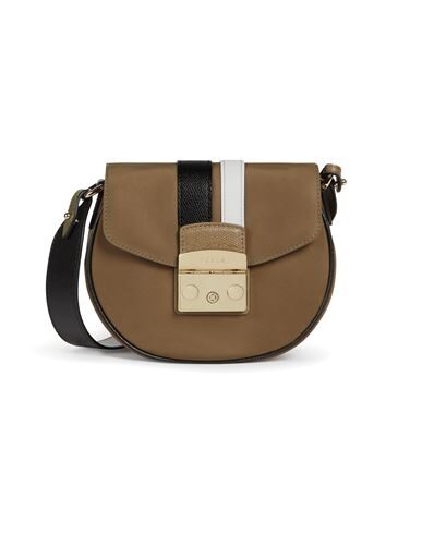 FURLA FURLA METROPOLIS MINI CROSSBODY ROUN WOMAN CROSS-BODY BAG KHAKI SIZE - POLYAMIDE, SOFT LEATHER