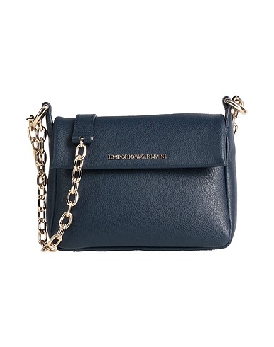 EMPORIO ARMANI Across-body bag Midnight blue 100% Cow leather, Polyurethane coated