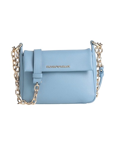 EMPORIO ARMANI Across-body bag Light blue 100% Cow leather, Polyurethane coated